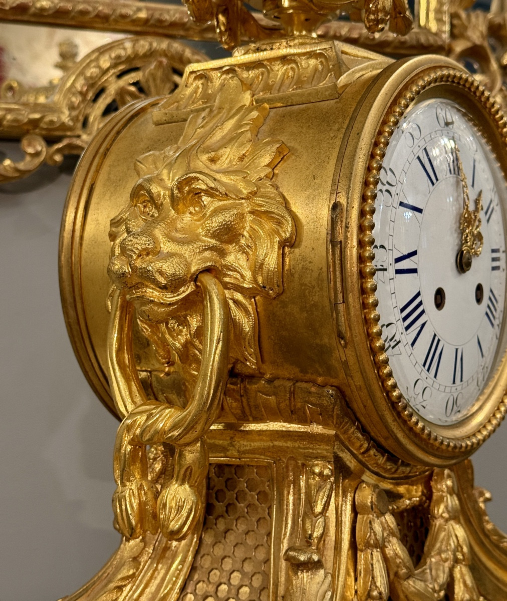Louis XVI Style Gilt Bronze Mantel Clock From The Napoleon III Period-photo-1