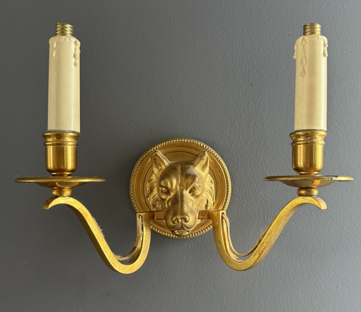 Maison Baguès, Paire d'Appliques En Bronze Doré Vers 1940 - 1950-photo-2