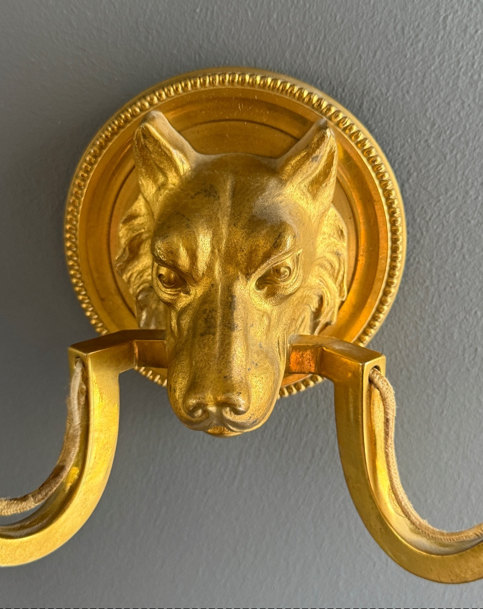 Maison Baguès, Paire d'Appliques En Bronze Doré Vers 1940 - 1950-photo-2