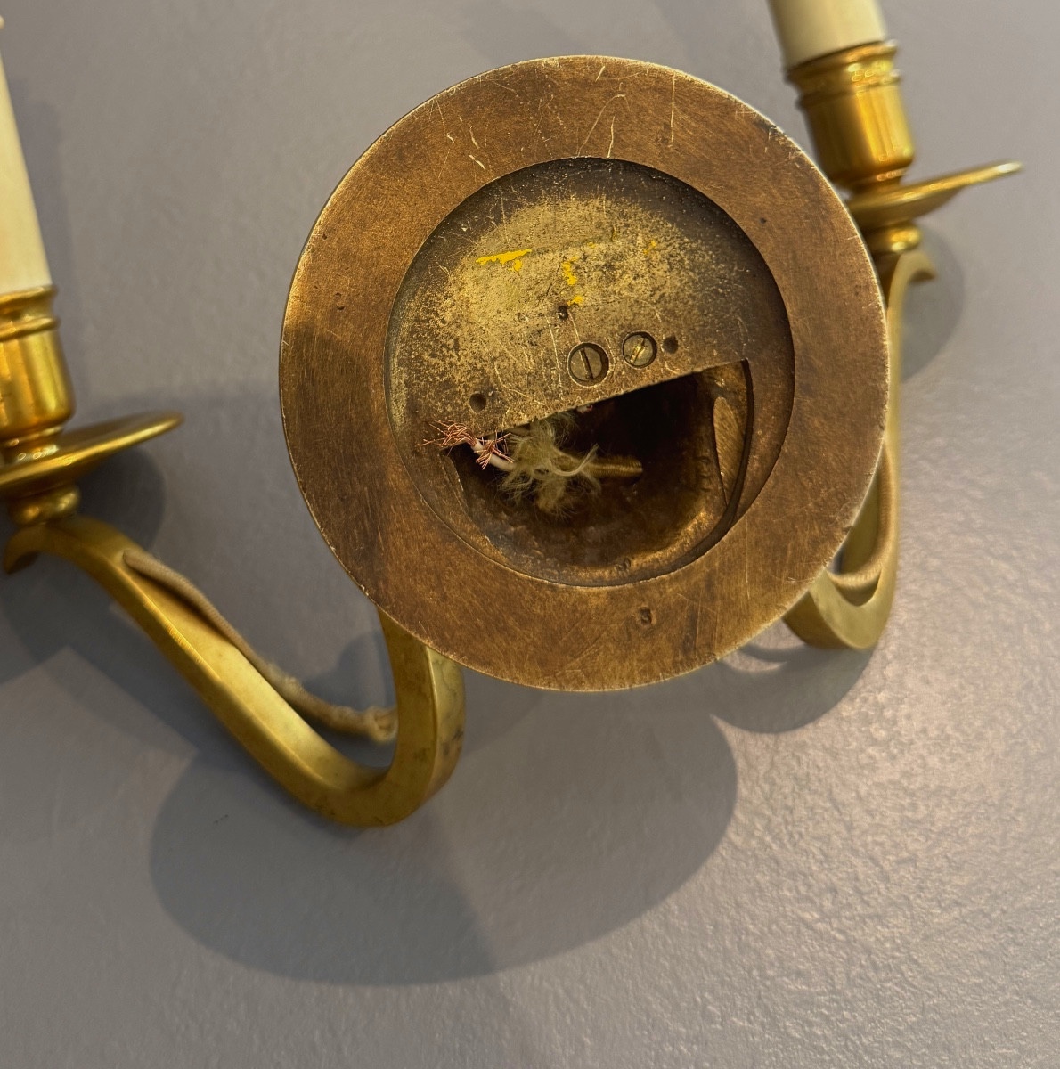 Maison Baguès, Paire d'Appliques En Bronze Doré Vers 1940 - 1950-photo-1