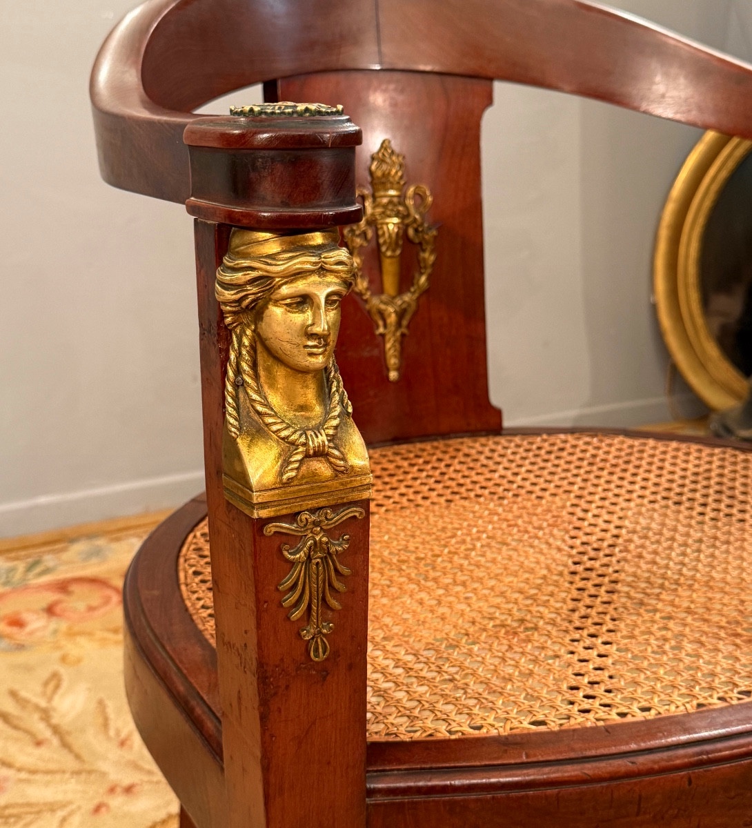Empire Period Mahogany Desk Chair Return From Egypt Circa 1810-photo-1