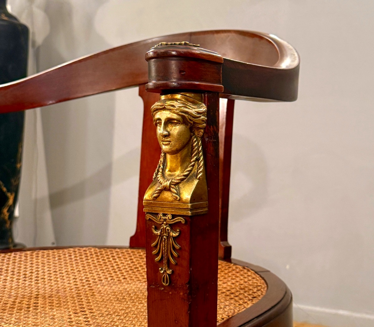 Empire Period Mahogany Desk Chair Return From Egypt Circa 1810-photo-5