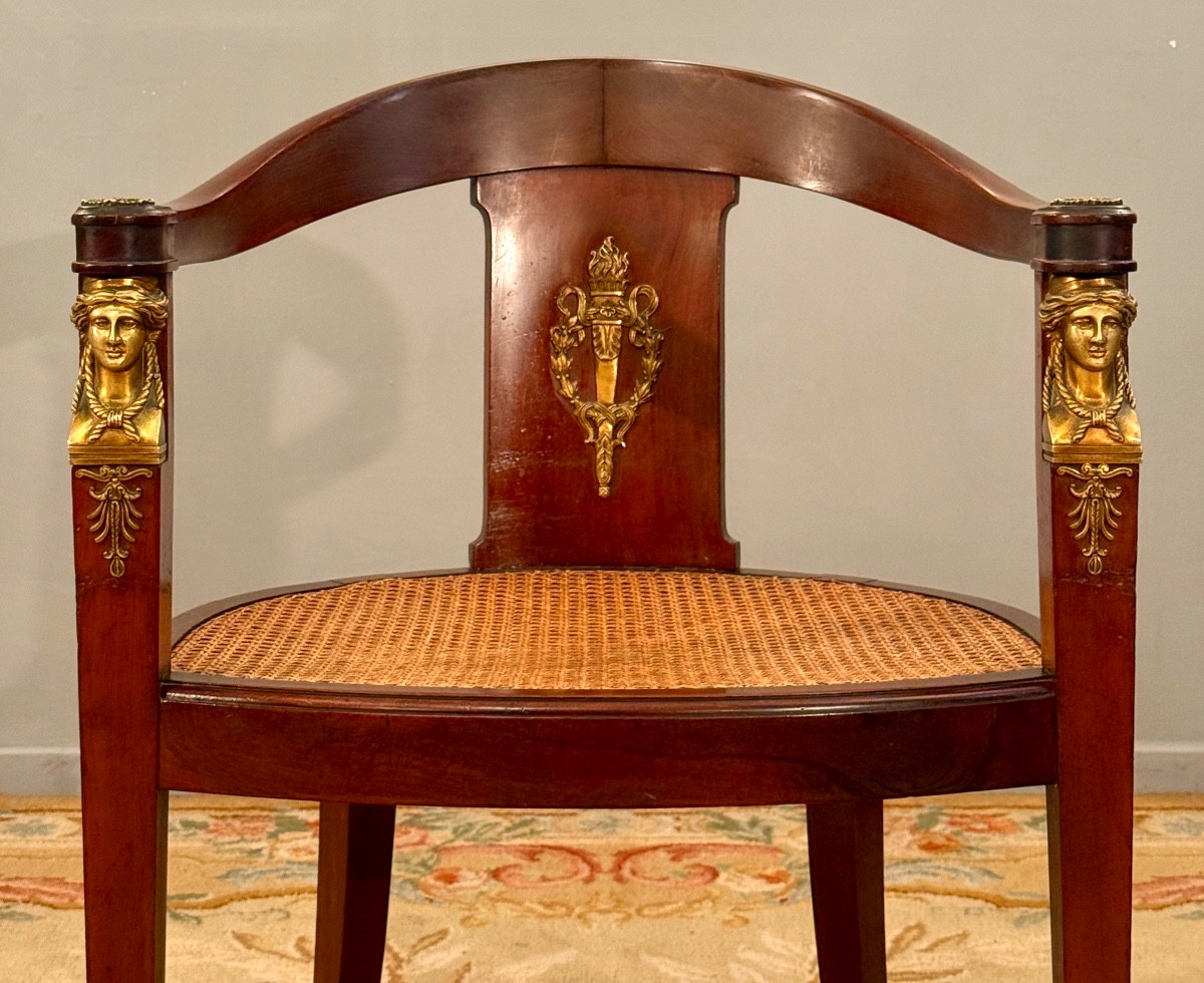 Empire Period Mahogany Desk Chair Return From Egypt Circa 1810-photo-6