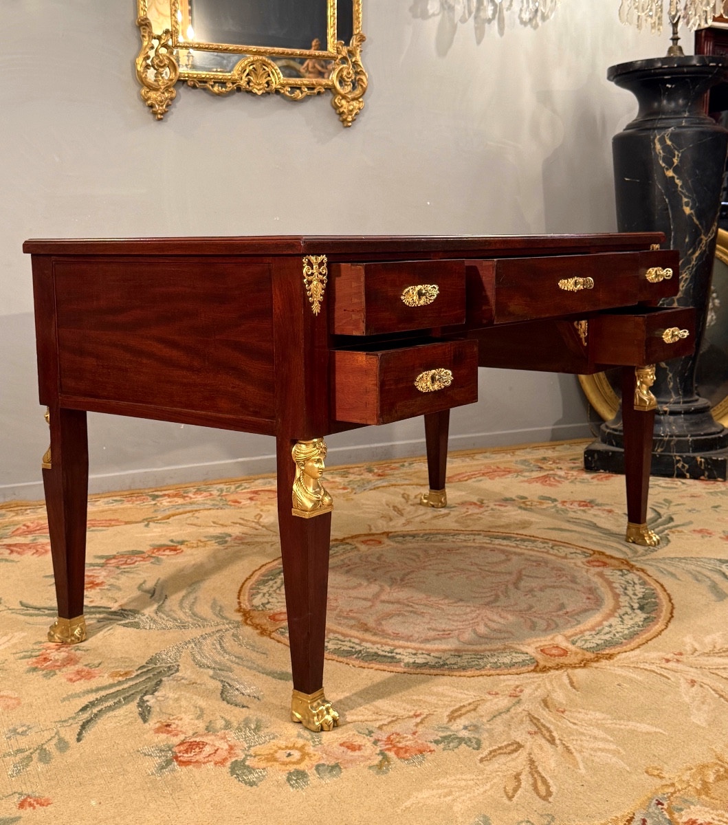 19th Century Empire Style Mahogany Bureau Plat-photo-3