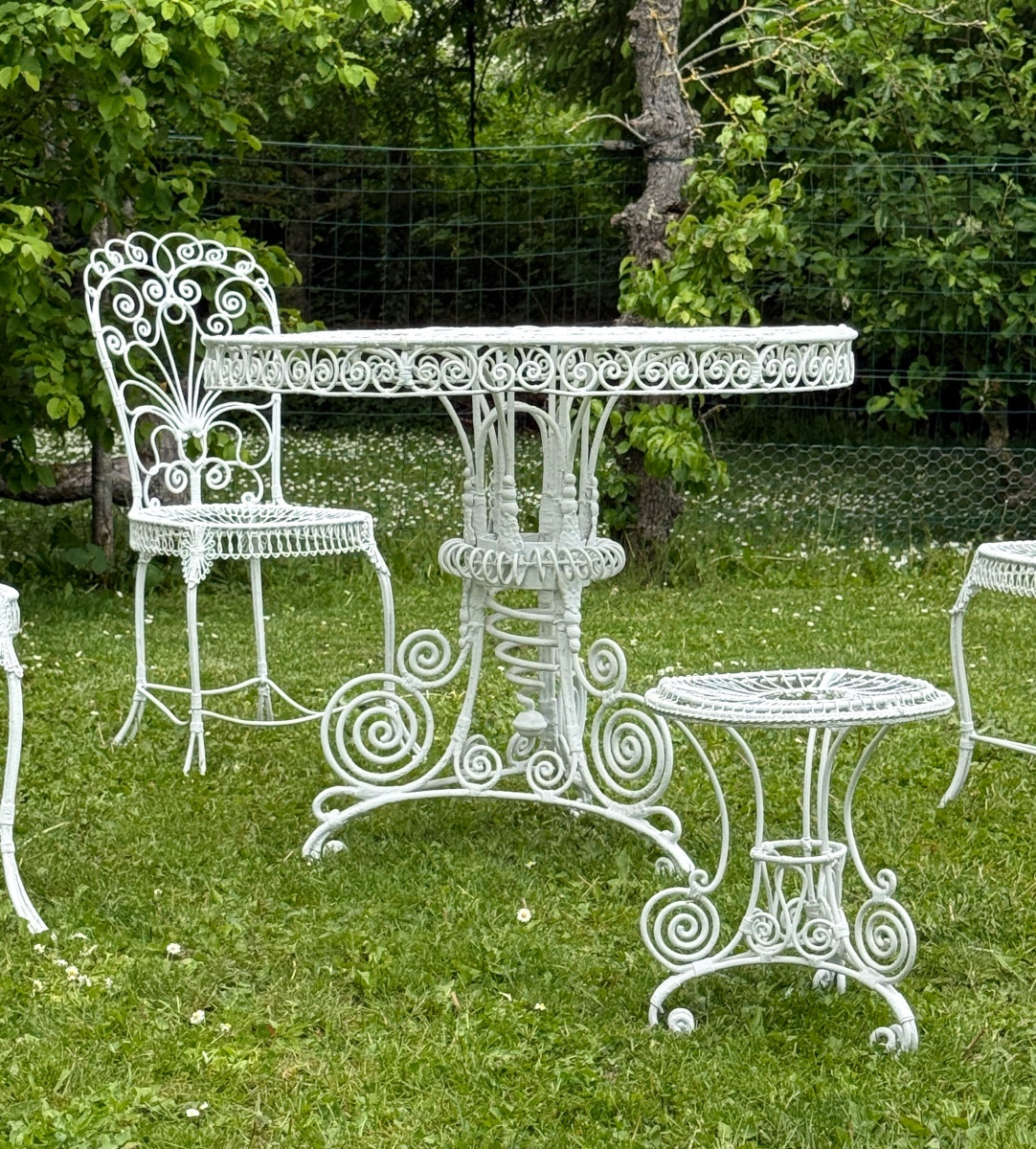 Mobilier De Jardin En Fer Forgé d'Epoque Art Nouveau (1890 - 1910)-photo-4