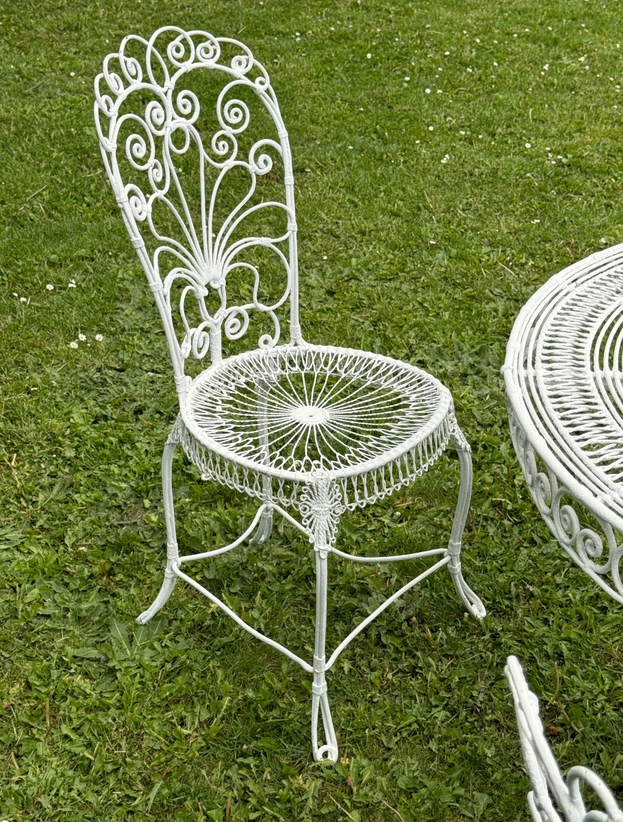 Mobilier De Jardin En Fer Forgé d'Epoque Art Nouveau (1890 - 1910)-photo-4