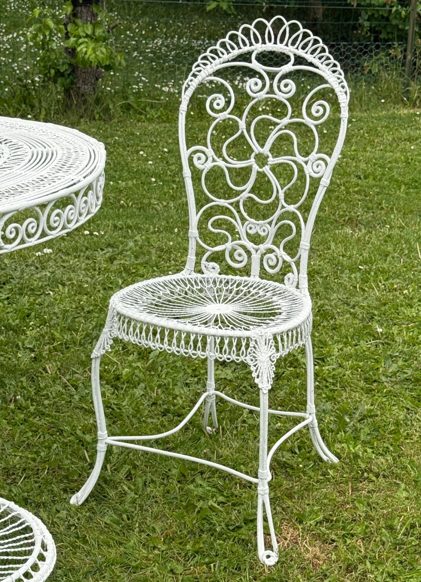 Mobilier De Jardin En Fer Forgé d'Epoque Art Nouveau (1890 - 1910)-photo-5