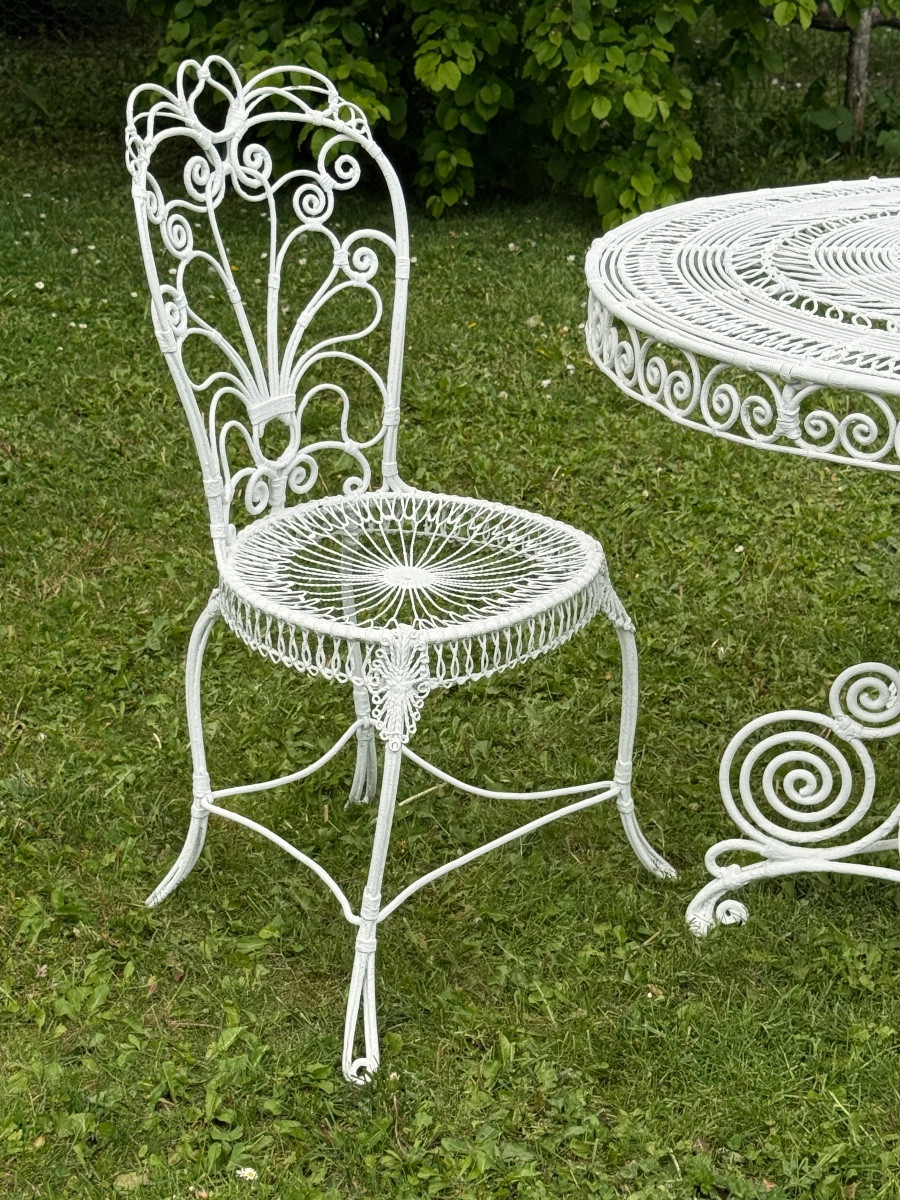 Mobilier De Jardin En Fer Forgé d'Epoque Art Nouveau (1890 - 1910)-photo-8