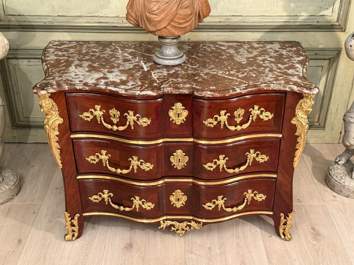 Etienne DOIRAT, Commode En Marqueterie d'Epoque Régence Vers 1720-photo-4