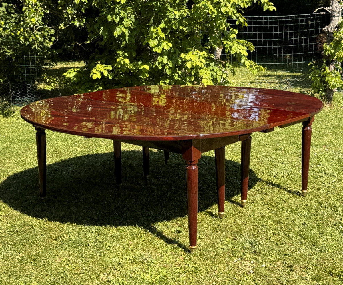 Louis XVI Period Mahogany 8-leg Extendable Table, Circa 1780 (5 Meters)-photo-5