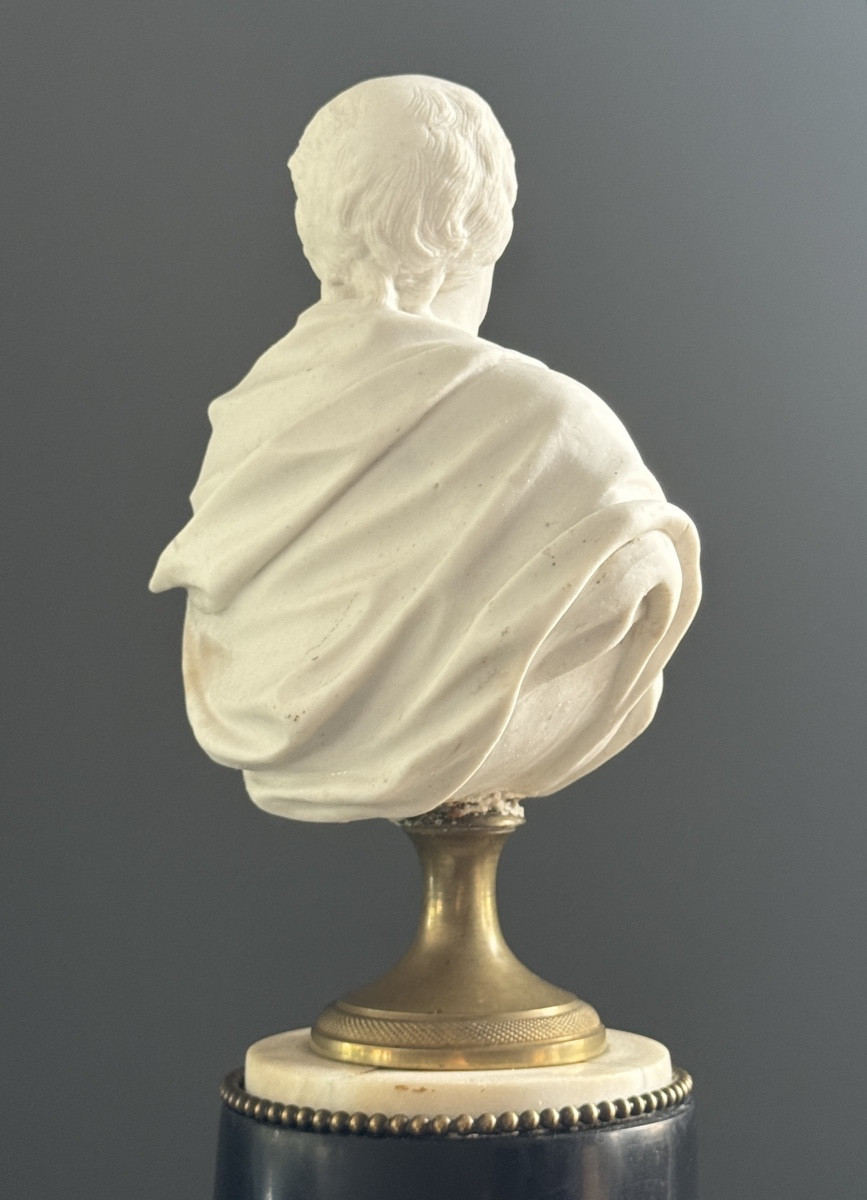Sculpture Buste en Biscuit Voltaire d'Epoque Louis XVI, Vers 1780-photo-3