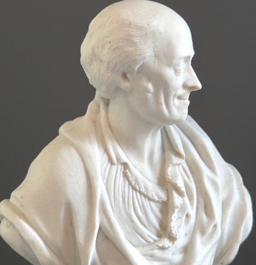 Sculpture Buste en Biscuit Voltaire d'Epoque Louis XVI, Vers 1780-photo-7