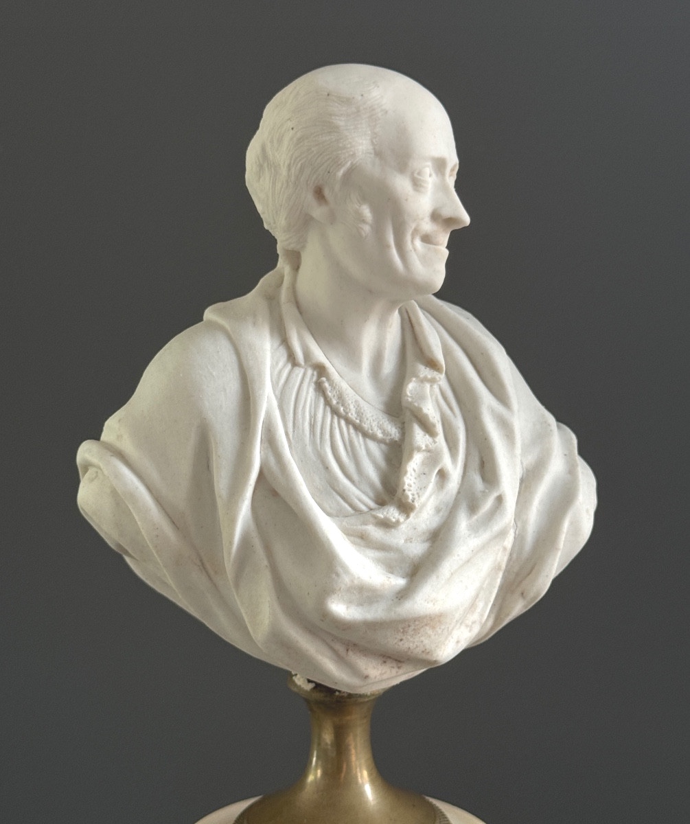 Sculpture Buste en Biscuit Voltaire d'Epoque Louis XVI, Vers 1780-photo-5