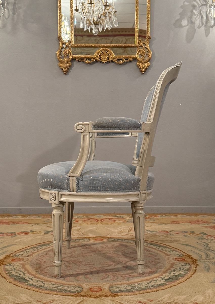 Fauteuil en Bois Laqué d'Epoque Louis XVI, Vers 1780-photo-3