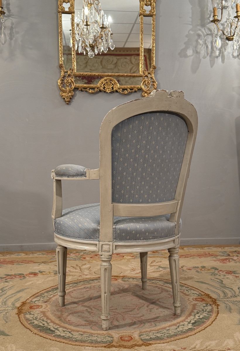 Fauteuil en Bois Laqué d'Epoque Louis XVI, Vers 1780-photo-4