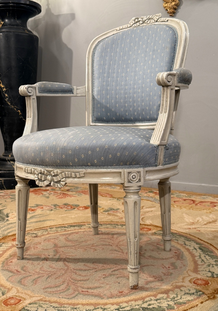Fauteuil en Bois Laqué d'Epoque Louis XVI, Vers 1780-photo-4