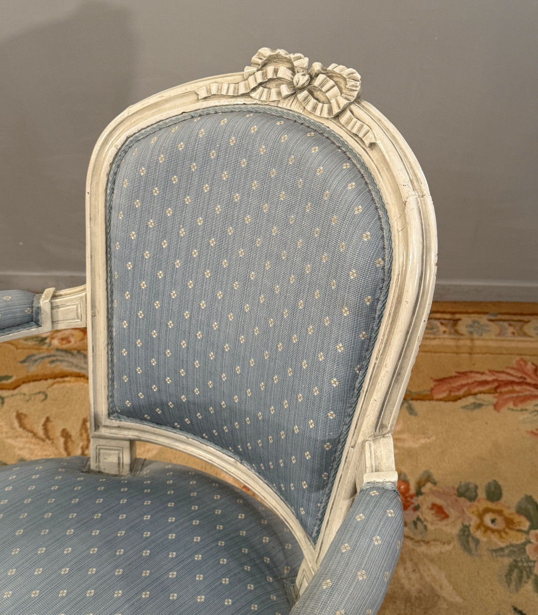 Fauteuil en Bois Laqué d'Epoque Louis XVI, Vers 1780-photo-6