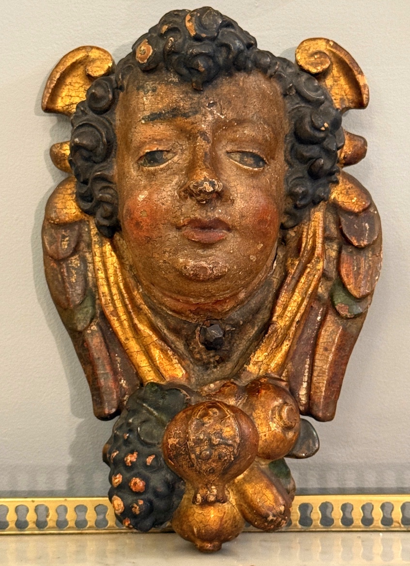 Chérubin en Bois Sculpté Polychrome Epoque XVIIIème 