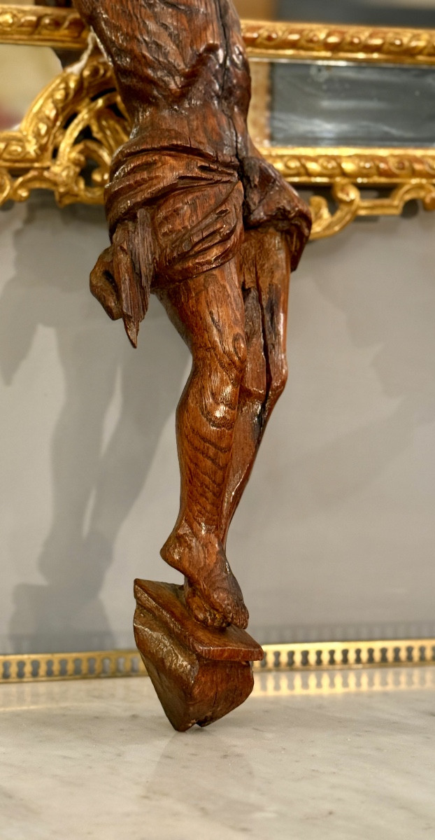 Christ en Bois Sculpté d'Epoque XVIIème Siècle-photo-2