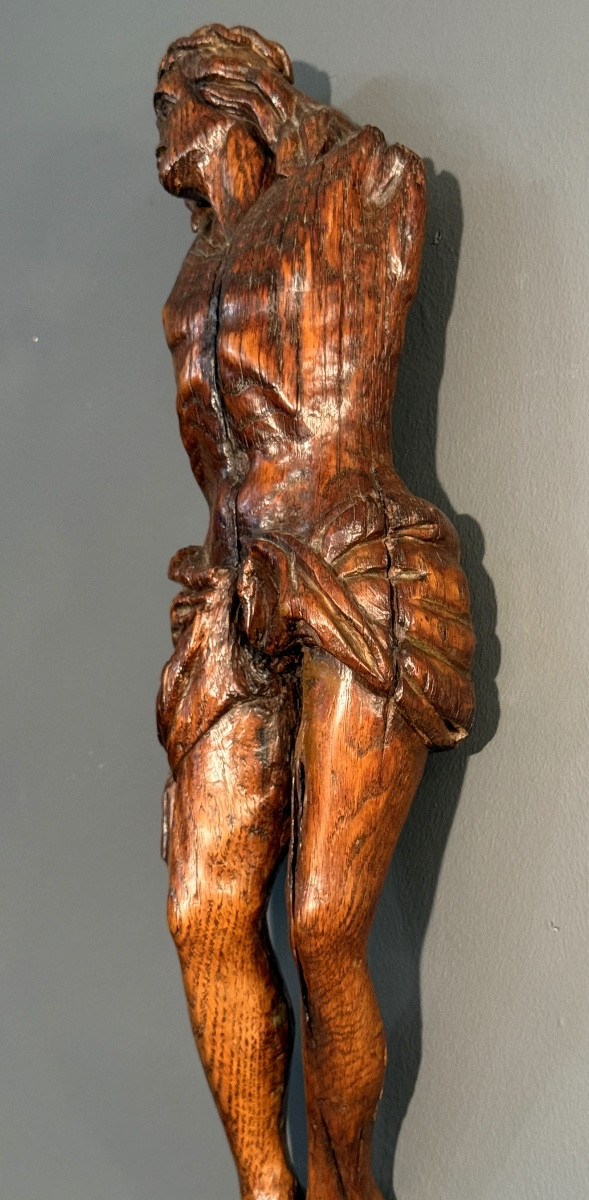 Christ en Bois Sculpté d'Epoque XVIIème Siècle-photo-4