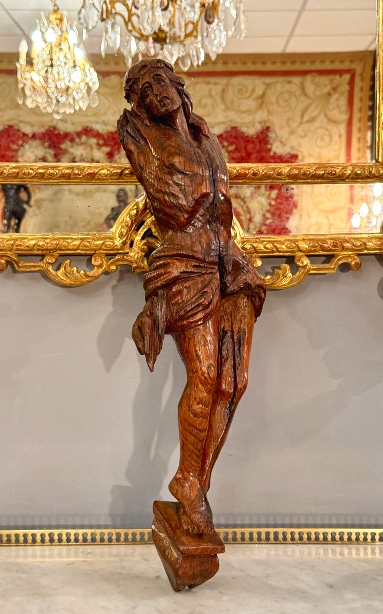 Christ en Bois Sculpté d'Epoque XVIIème Siècle
