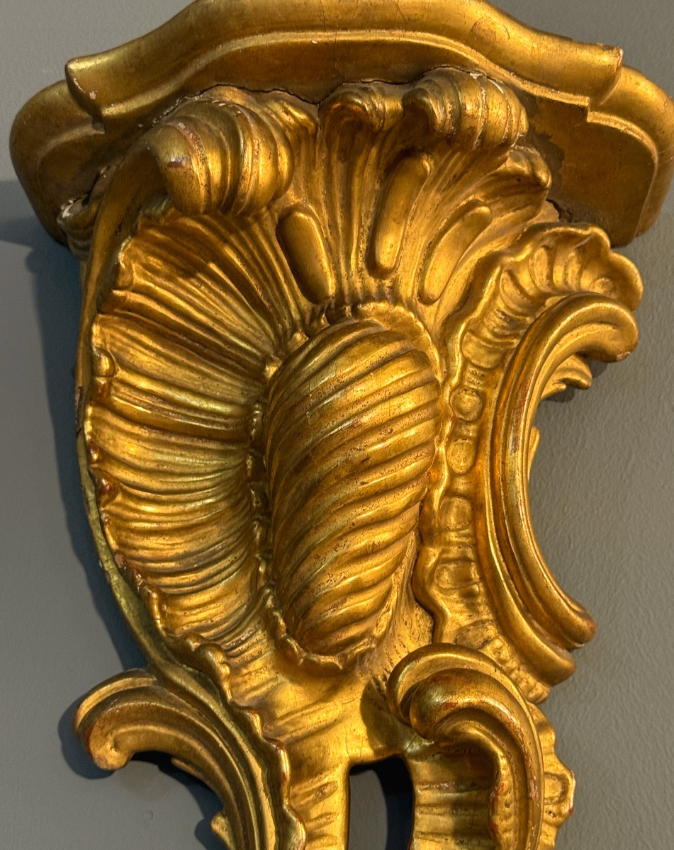 Console d'Applique en Bois Doré d'Epoque Louis XV,  XVIIIème-photo-2