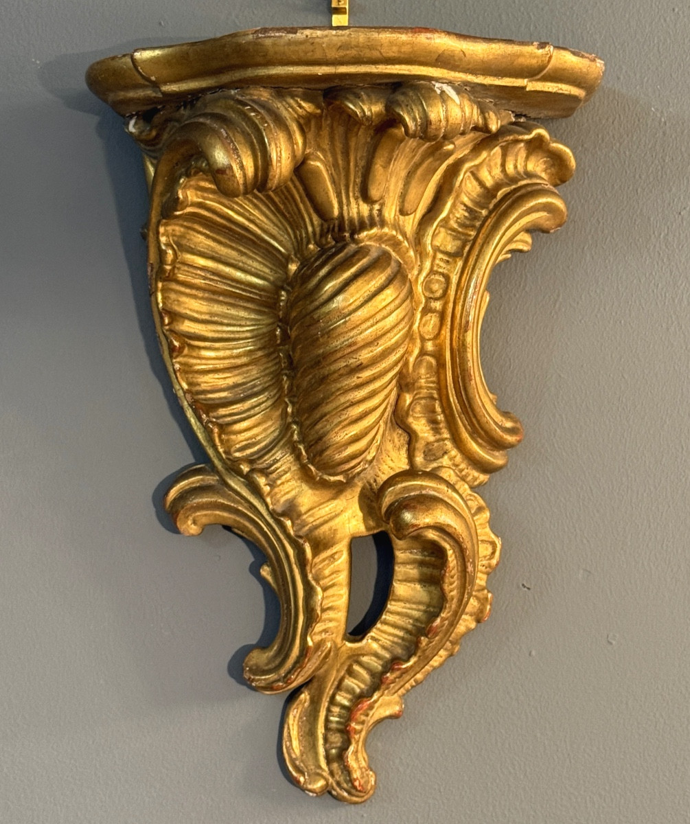 Console d'Applique en Bois Doré d'Epoque Louis XV,  XVIIIème-photo-2