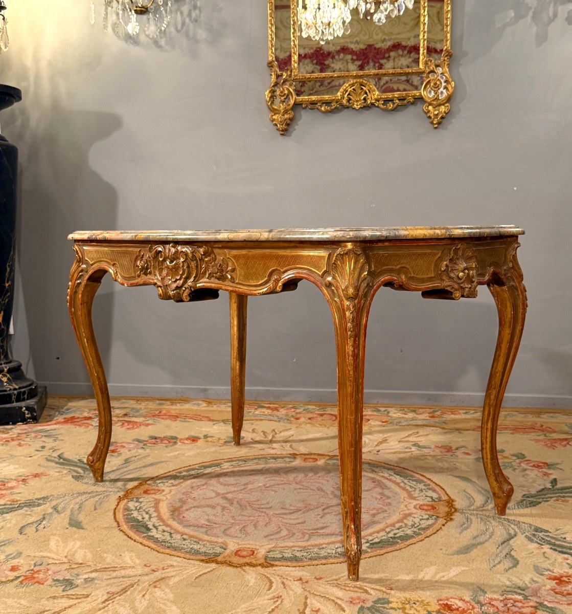 Louis XV Style Giltwood Center Table, 19th Century-photo-5