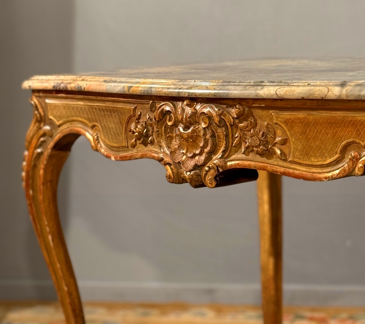 Louis XV Style Giltwood Center Table, 19th Century-photo-4