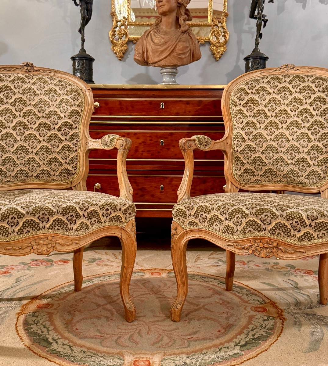 Paire de Fauteuils Cabriolet d'Epoque Louis XV, Vers 1750-photo-2