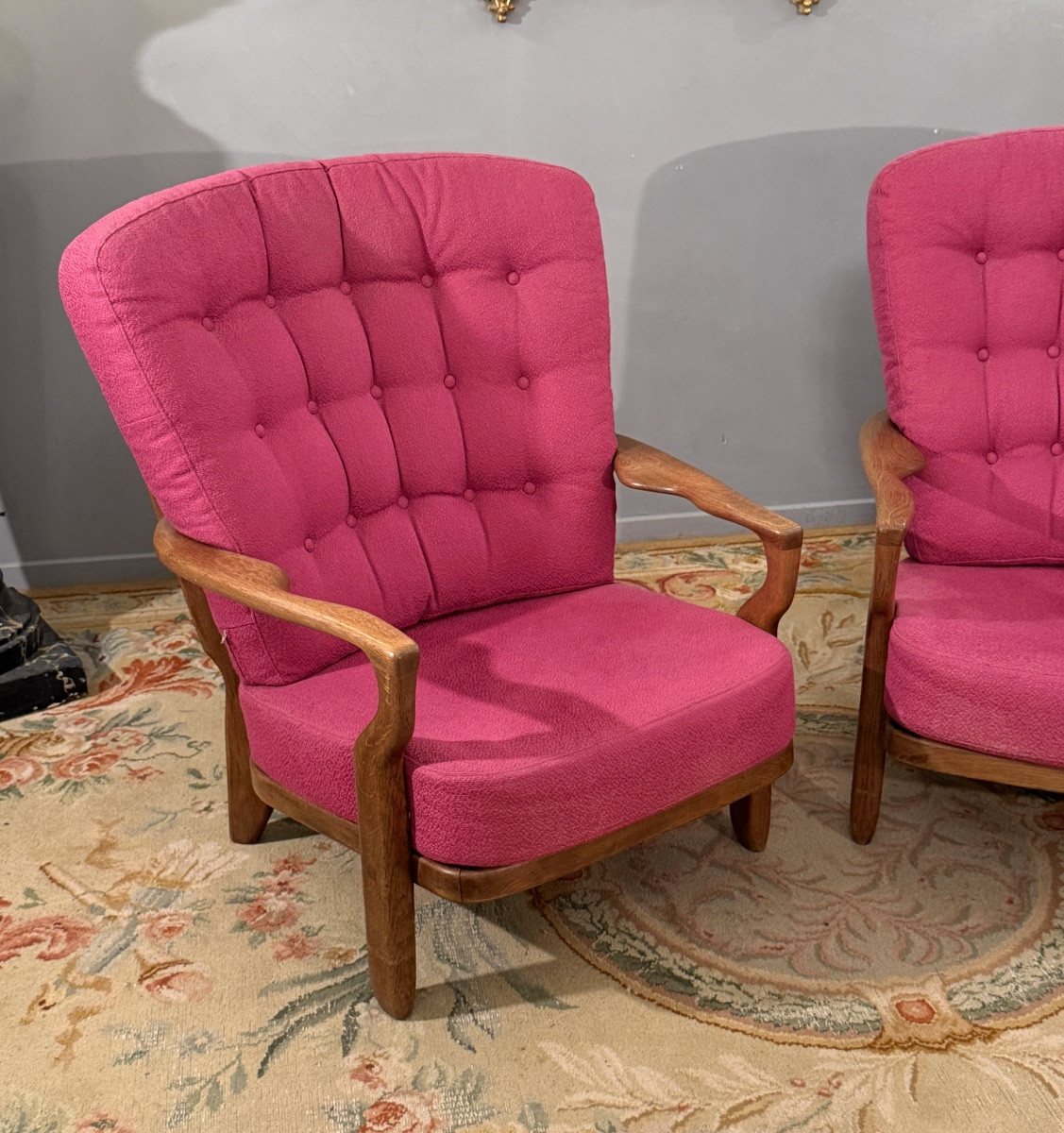 Guillerme Et Chambron, Pair Of Grand Confort Armchairs Circa 1960-photo-2