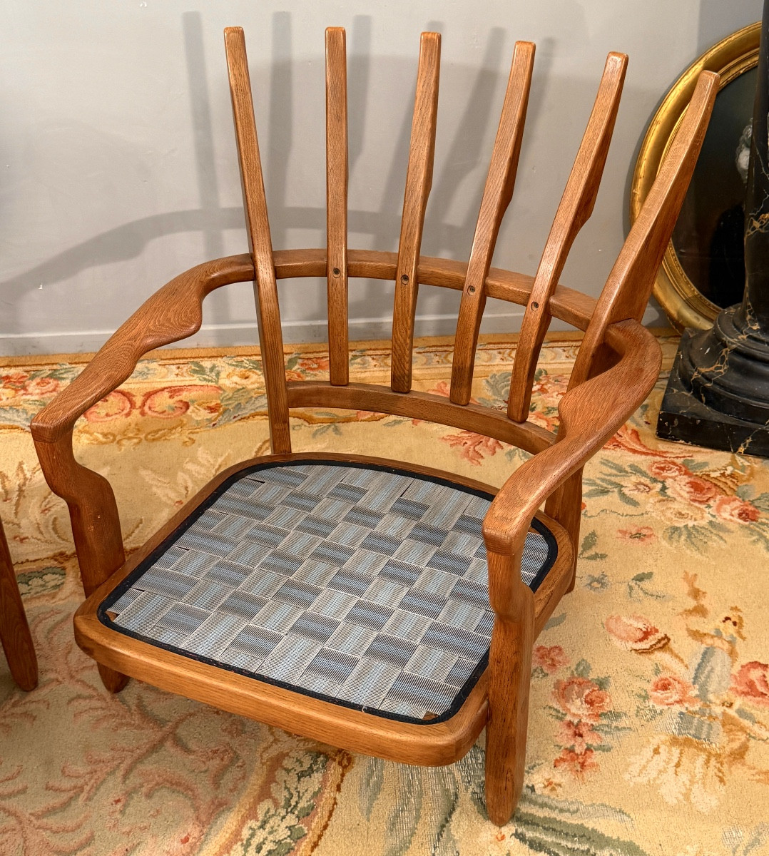 Guillerme Et Chambron, Pair Of Grand Confort Armchairs Circa 1960-photo-2