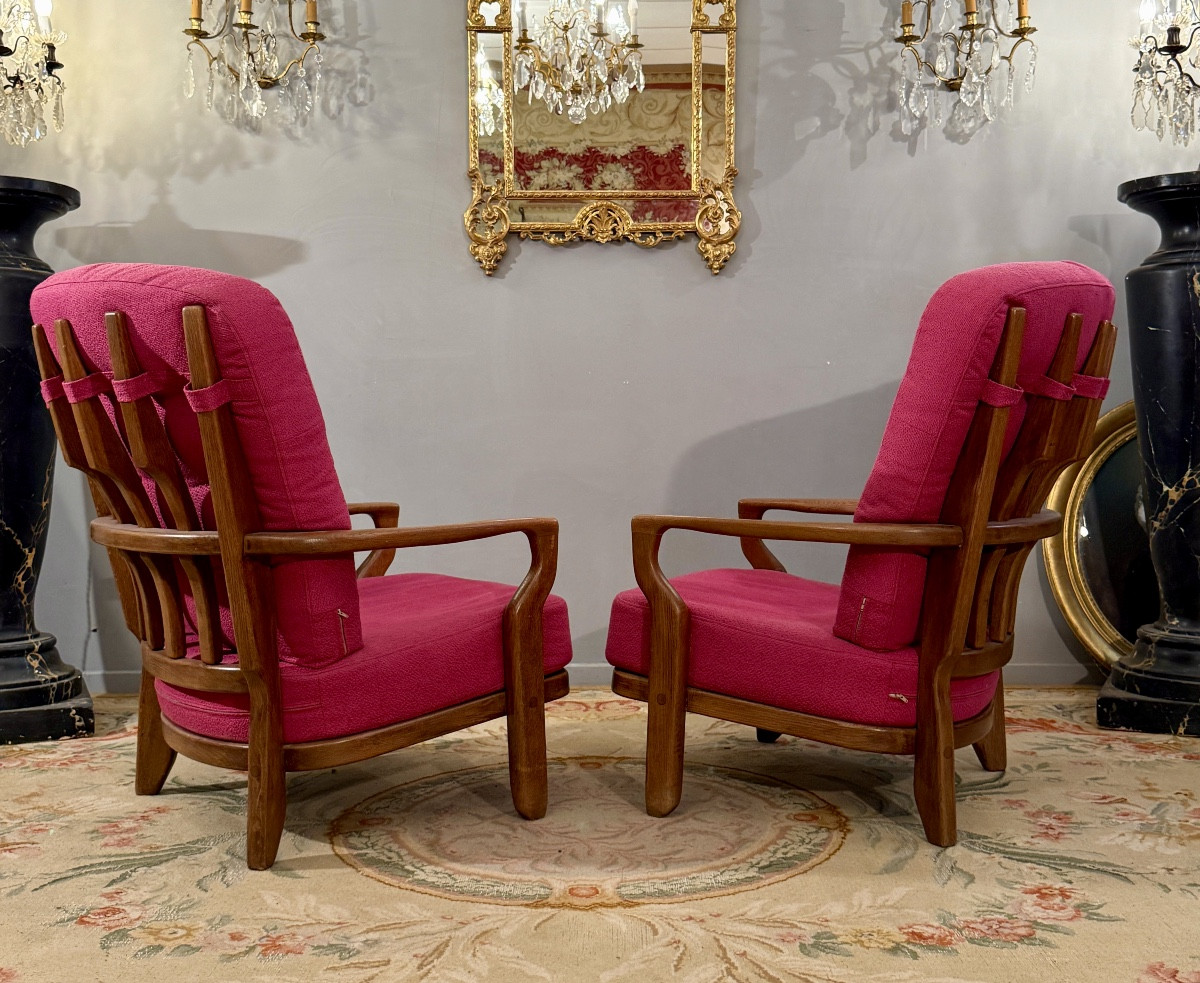 Guillerme Et Chambron, Pair Of Grand Confort Armchairs Circa 1960-photo-4