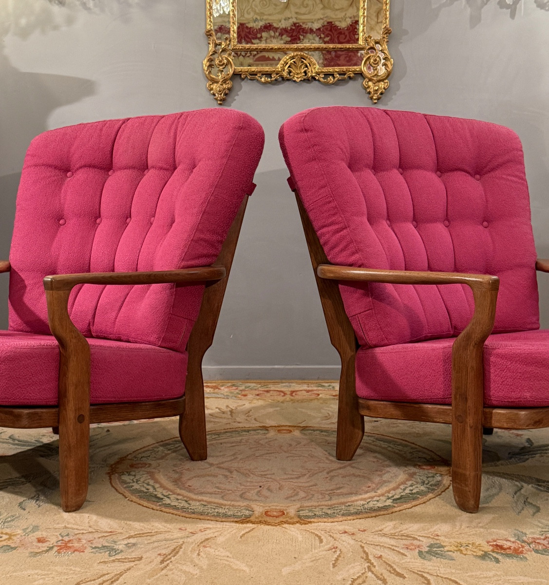 Guillerme Et Chambron, Pair Of Grand Confort Armchairs Circa 1960-photo-5