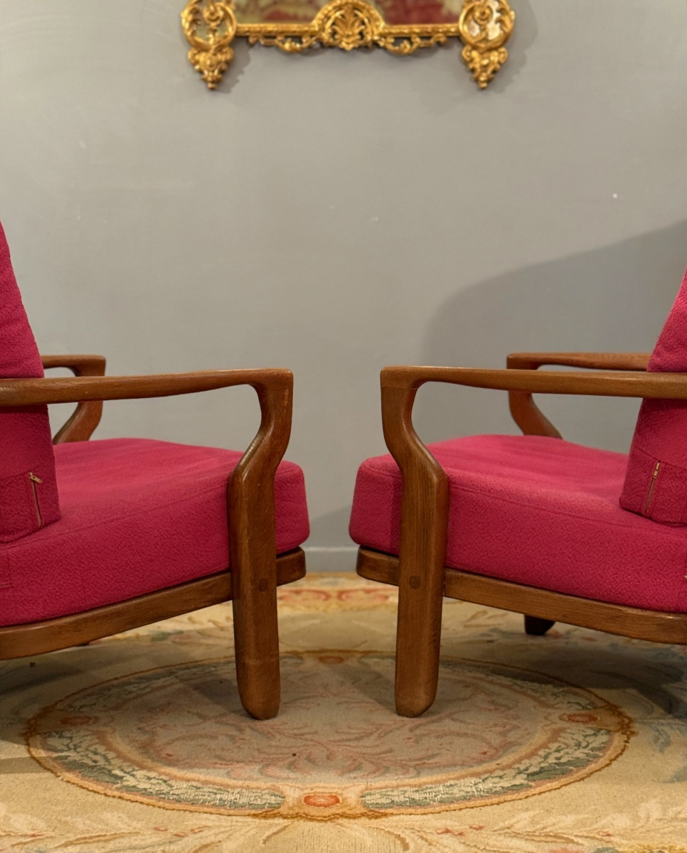 Guillerme Et Chambron, Pair Of Grand Confort Armchairs Circa 1960-photo-8