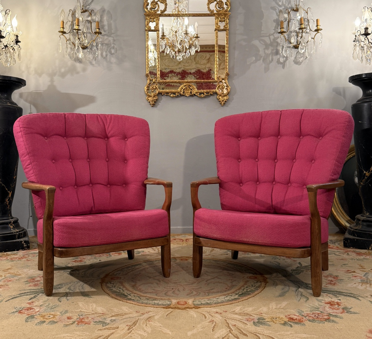 Guillerme Et Chambron, Pair Of Grand Confort Armchairs Circa 1960
