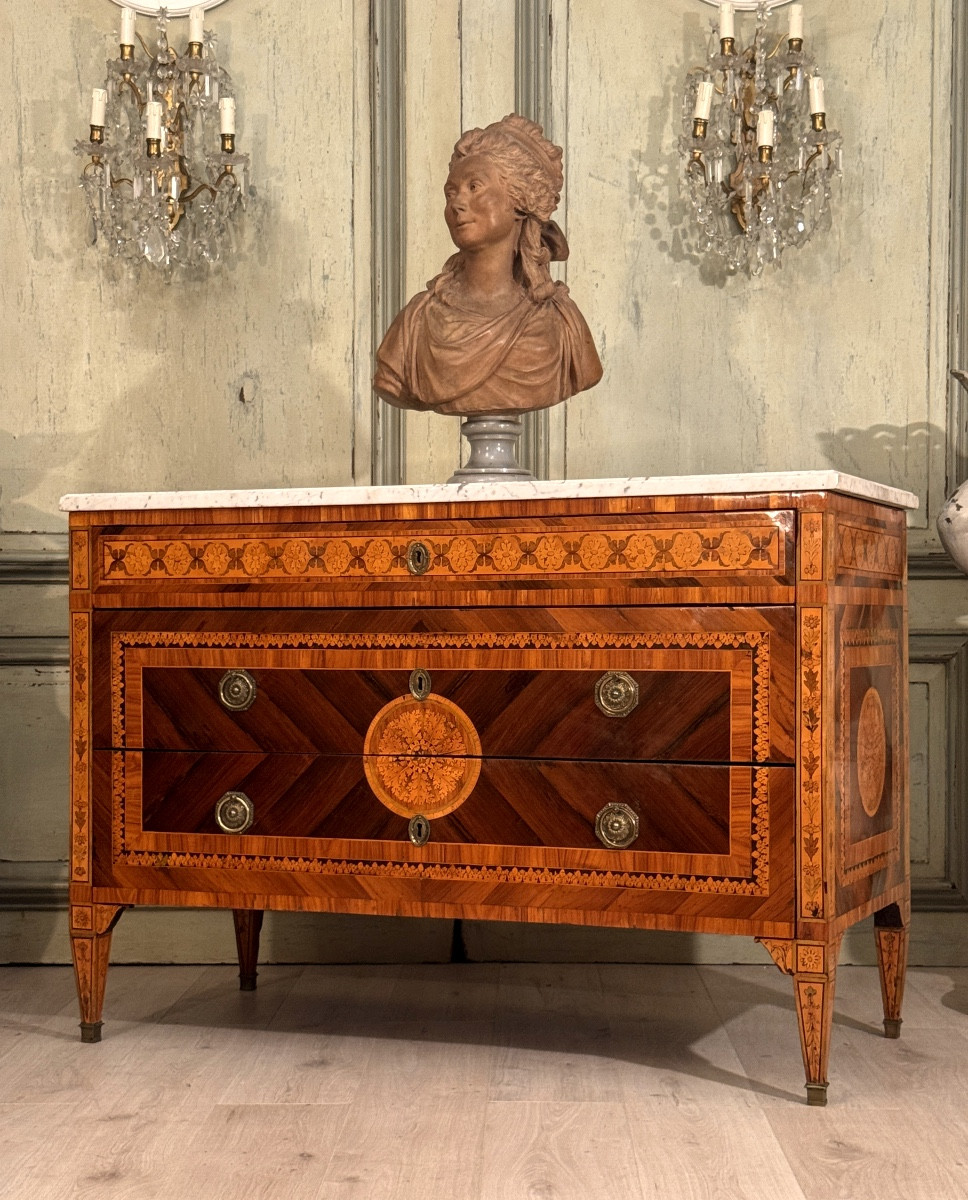 Giuseppe Maggiolini, Commode en Marqueterie d'Epoque Louis XVI, Italie, Vers 1780-photo-2