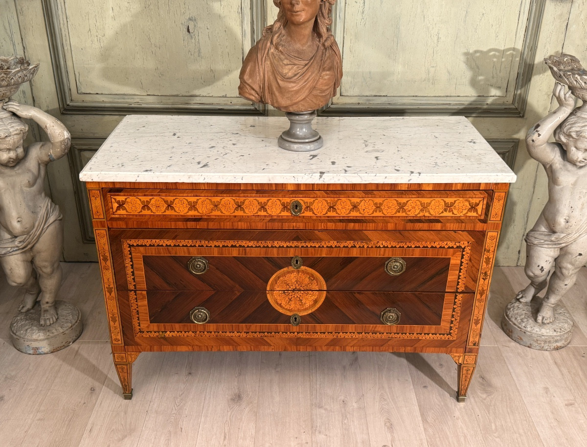 Giuseppe Maggiolini, Commode en Marqueterie d'Epoque Louis XVI, Italie, Vers 1780-photo-1