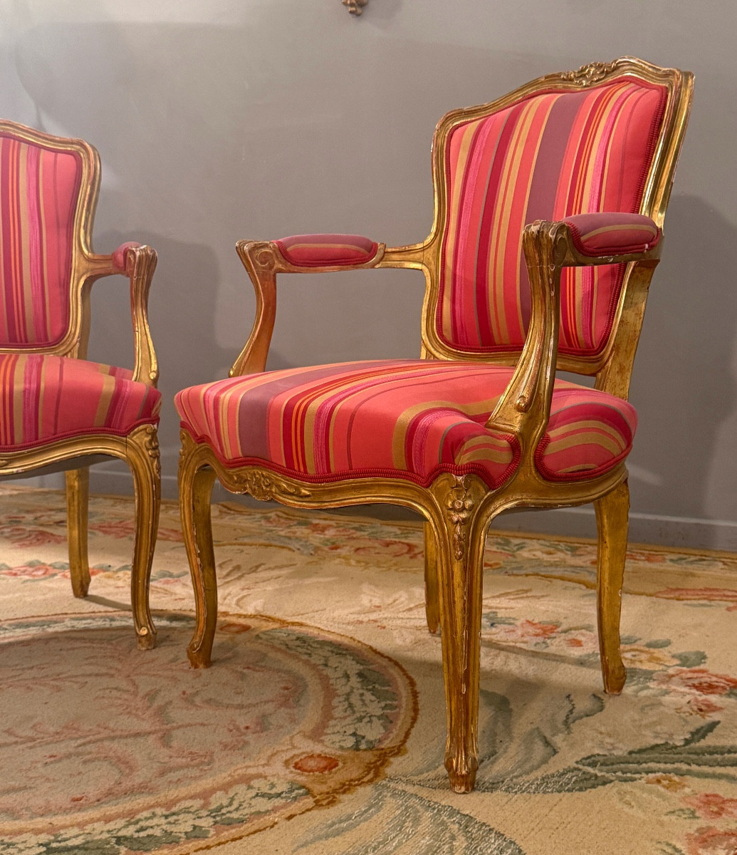 Paire de Fauteuils Cabriolet de Style Louis XV,  Epoque Napoléon III-photo-4