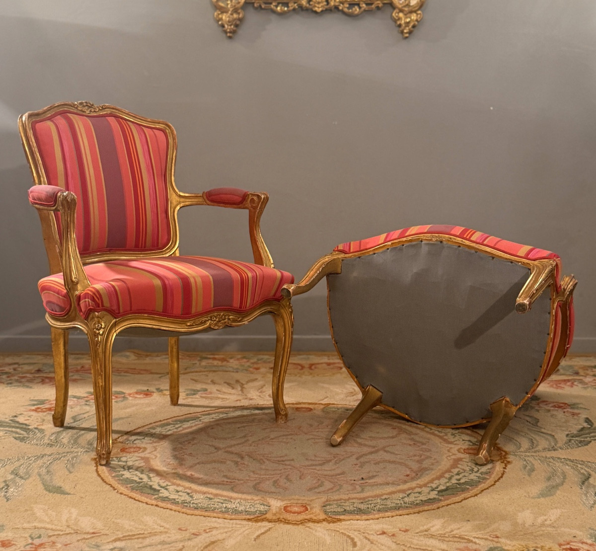 Paire de Fauteuils Cabriolet de Style Louis XV,  Epoque Napoléon III-photo-2