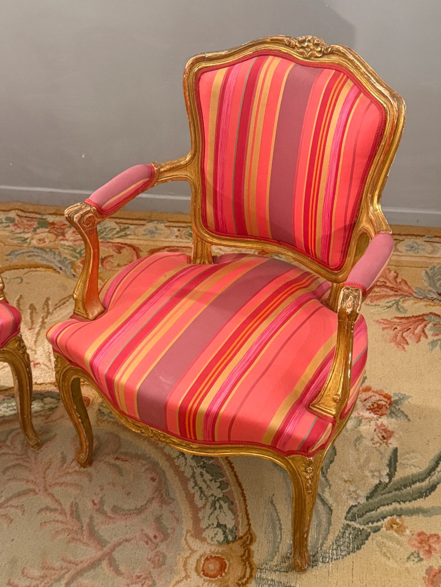 Paire de Fauteuils Cabriolet de Style Louis XV,  Epoque Napoléon III-photo-3