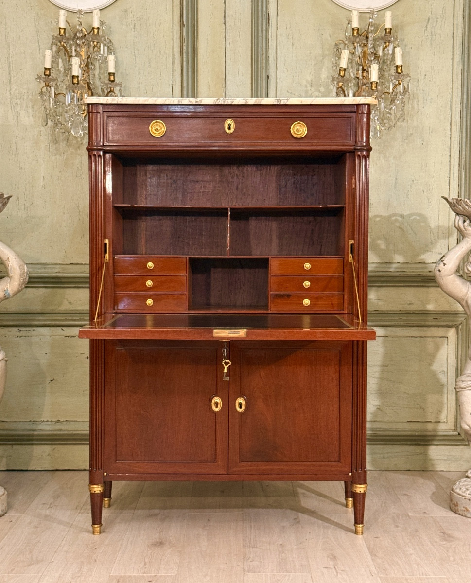 Conrad Mauter, Louis XVI Stamped Mahogany Secretary, Circa 1780-photo-4