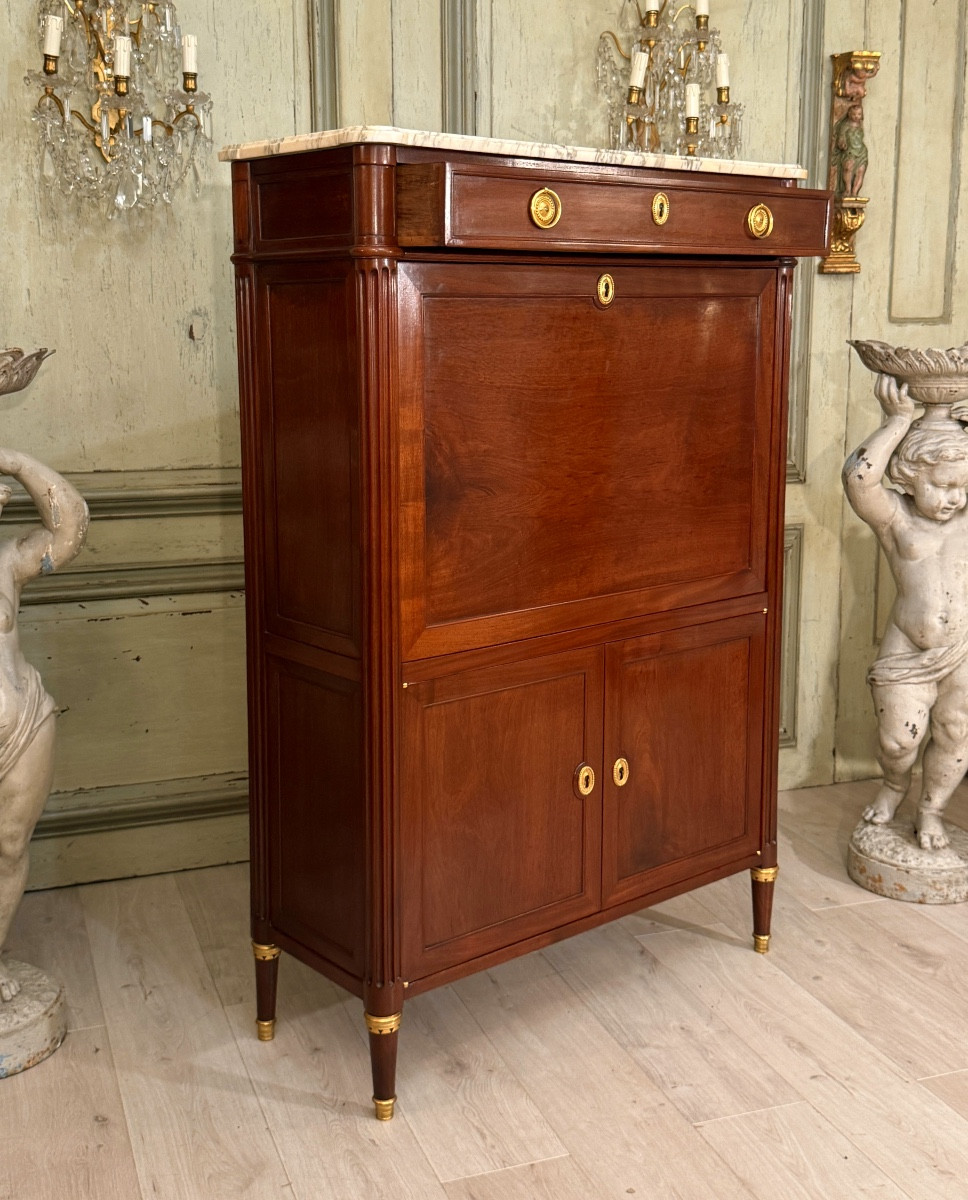 Conrad Mauter, Louis XVI Stamped Mahogany Secretary, Circa 1780-photo-2