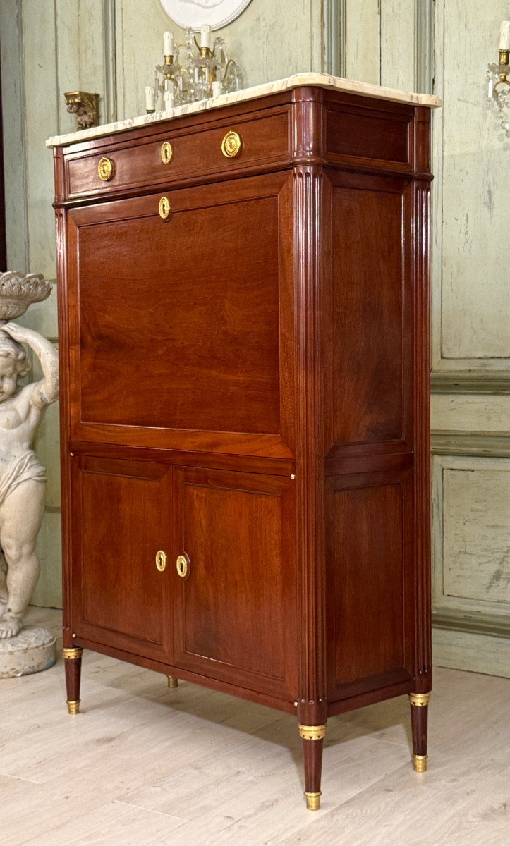 Conrad Mauter, Louis XVI Stamped Mahogany Secretary, Circa 1780