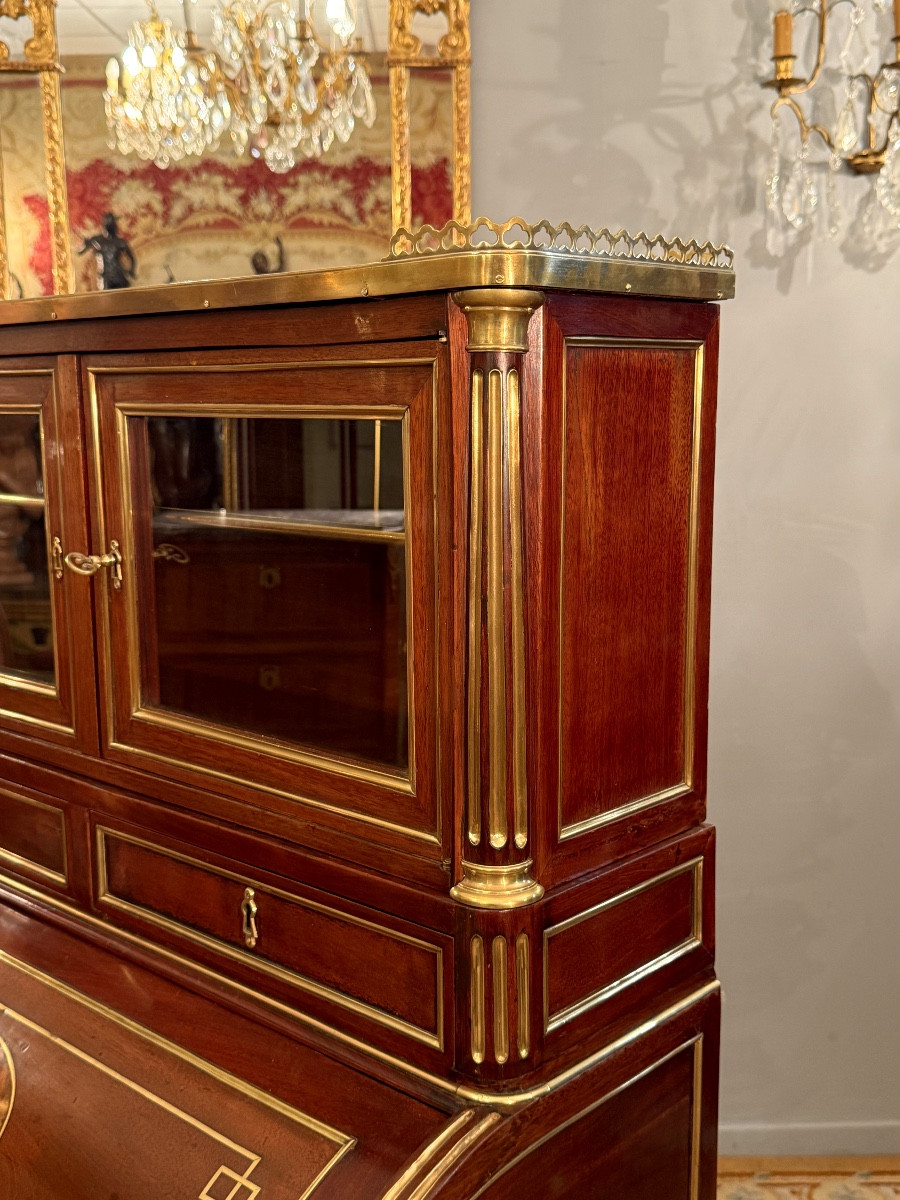 Fidelys Schey, Bureau à Cylindre en Acajou Estampillé d'Epoque Louis XVI, Vers 1780-photo-5