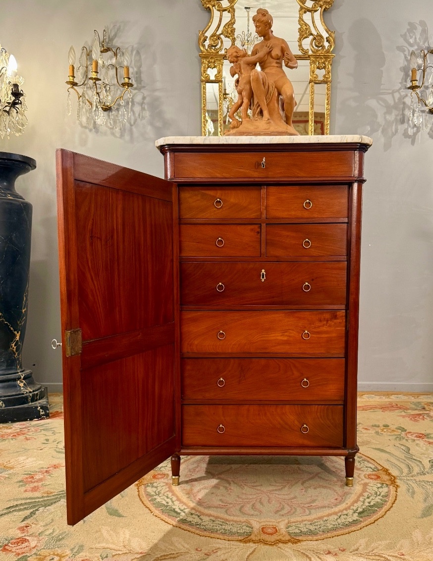 Jean - François LELEU, Cabinet en Acajou Massif Estampillé d'Epoque Louis XVI, Vers 1770-photo-2