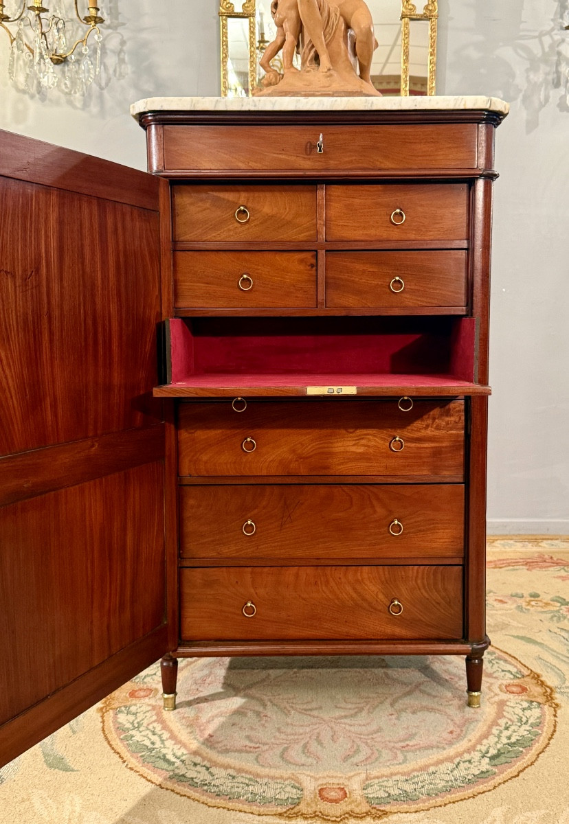 Jean - François LELEU, Cabinet en Acajou Massif Estampillé d'Epoque Louis XVI, Vers 1770-photo-6