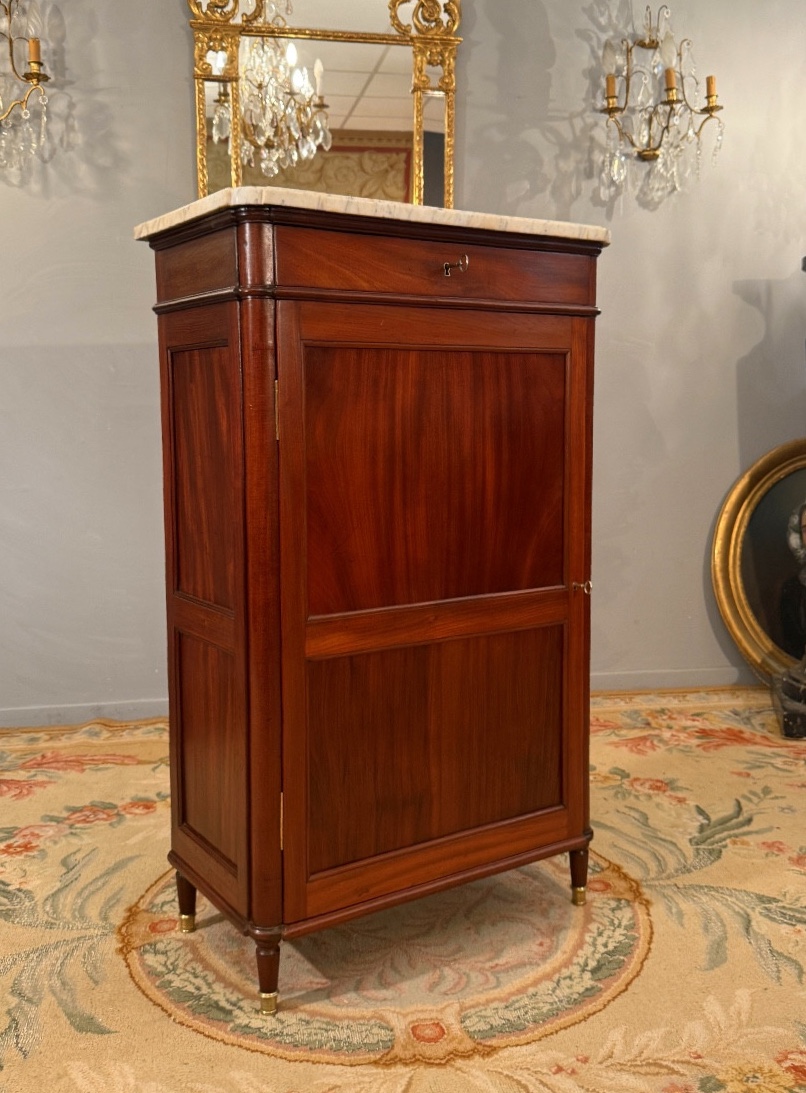 Jean - François LELEU, Cabinet en Acajou Massif Estampillé d'Epoque Louis XVI, Vers 1770-photo-4