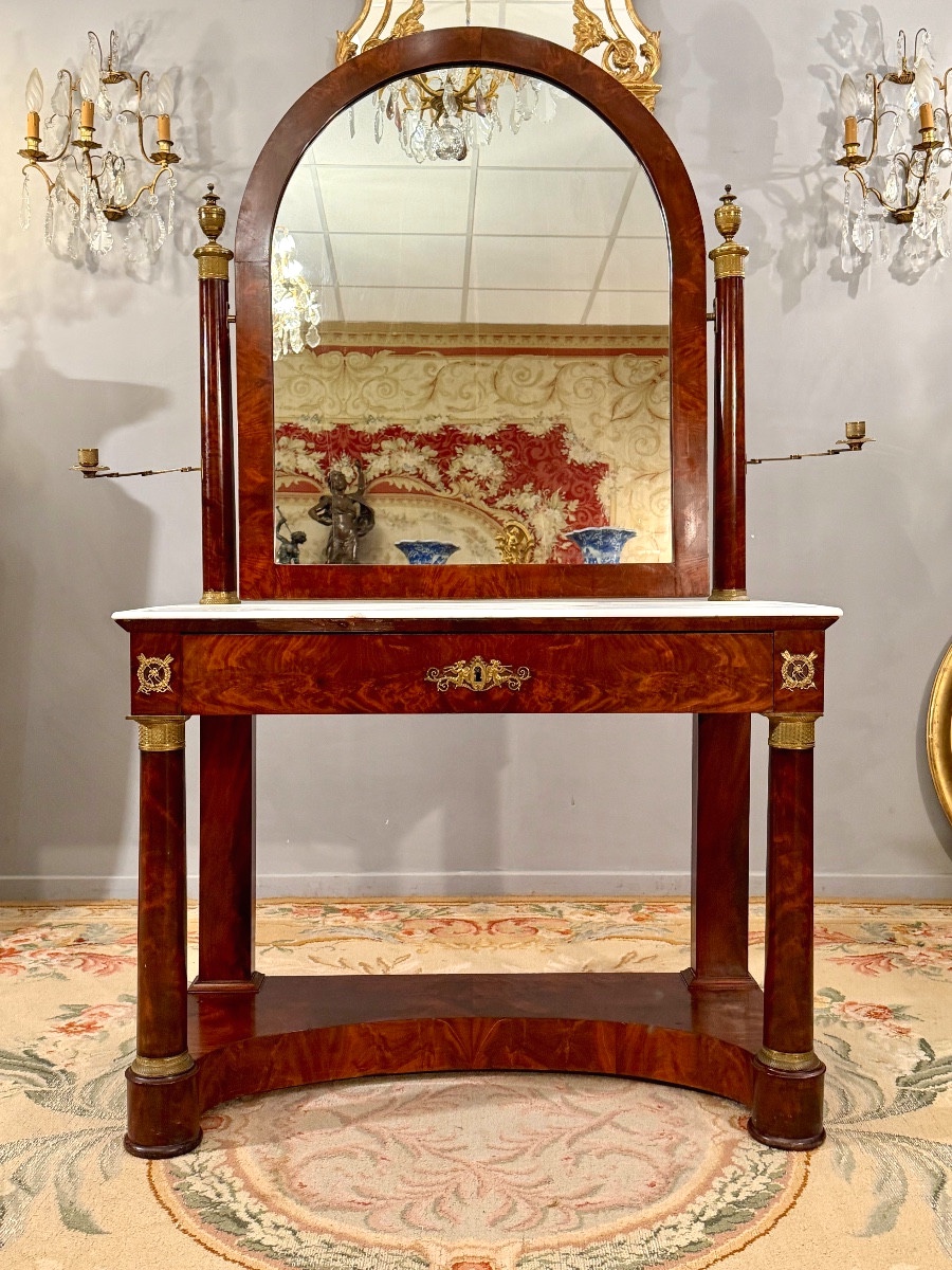 Empire Period Flamed Mahogany Dressing Table Circa 1810-photo-4