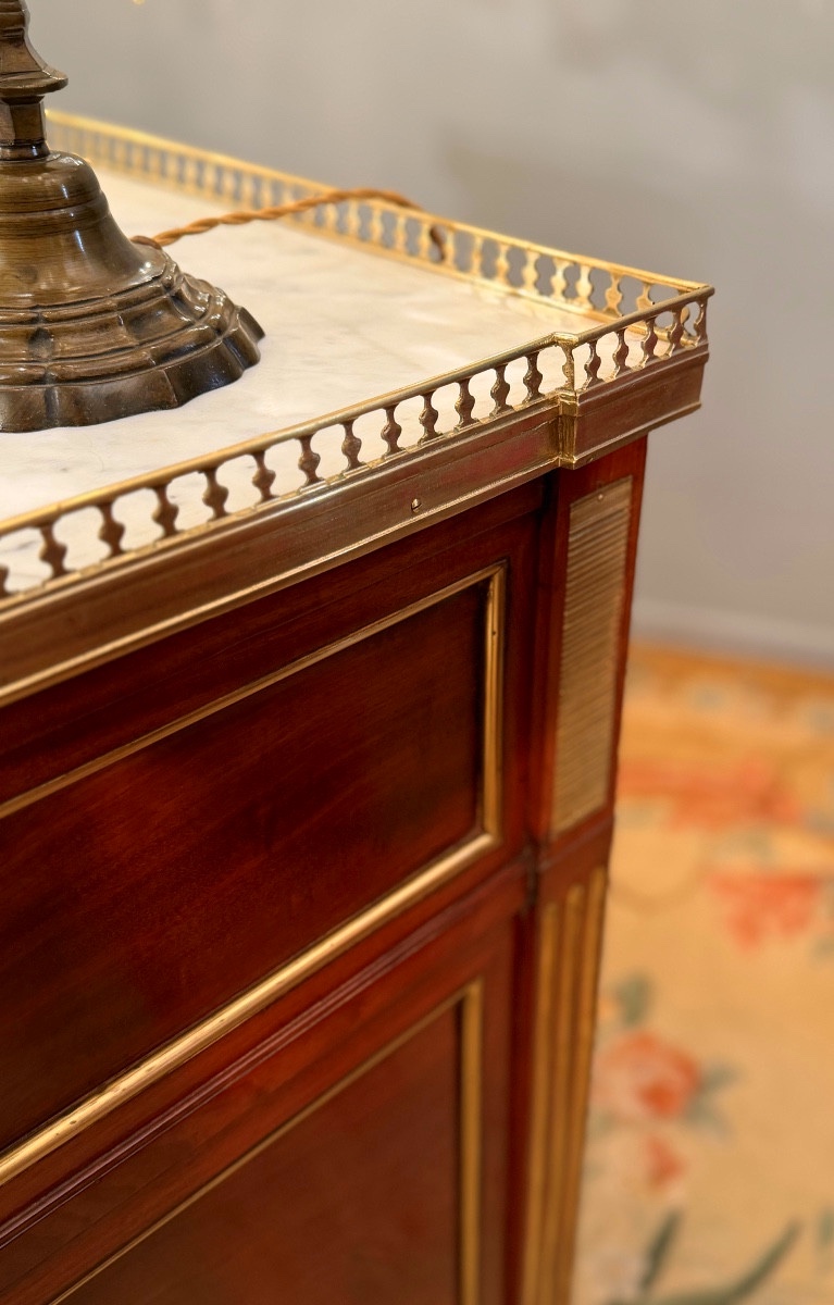 Commode d'Officier en Acajou Flammé d'Epoque Louis XVI, Vers 1780-photo-3